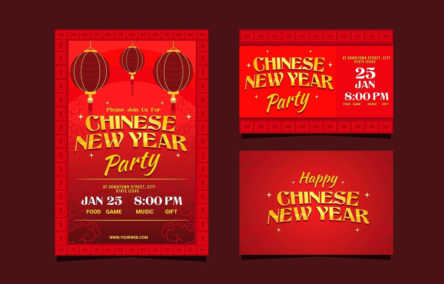 Chinese New Year Party Invitation Card vector