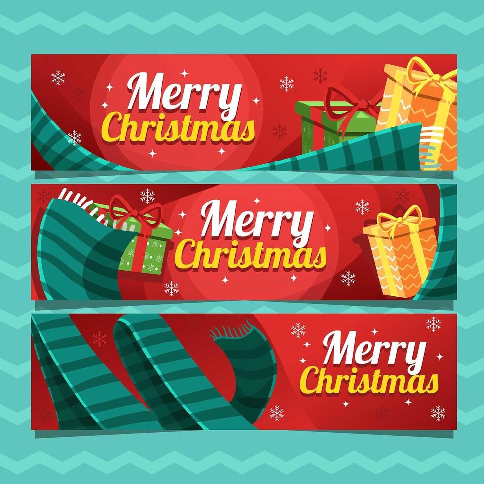 banner de mantón de navidad verde juguetón vector