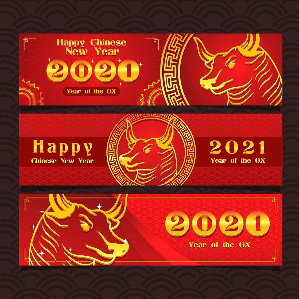 banner de año nuevo chino 2020 del buey vector