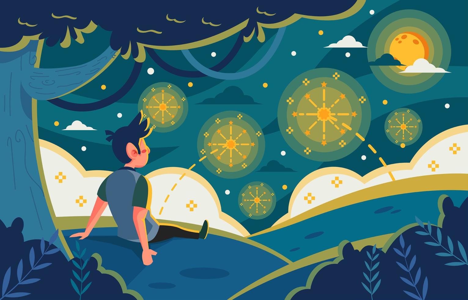 Enjoy the Beautiful New Year Fireworks vector