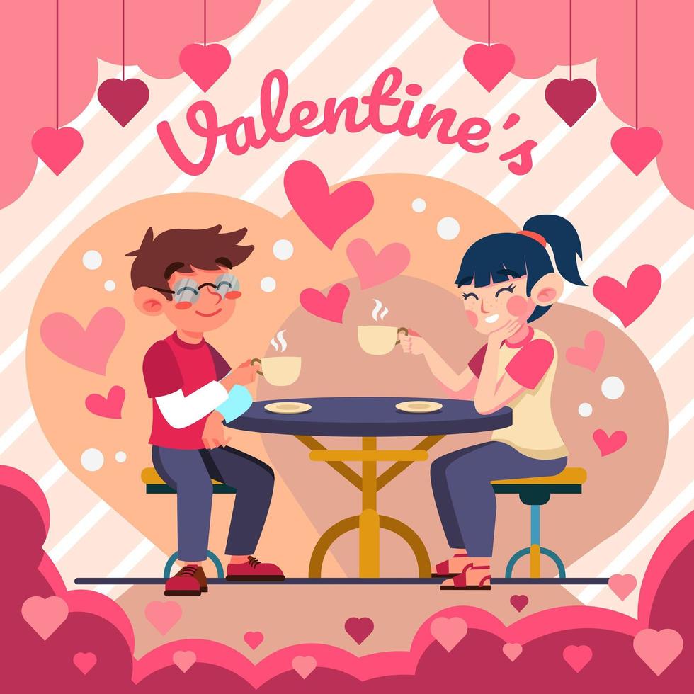 Valentines Day Romantic Coffee Date vector