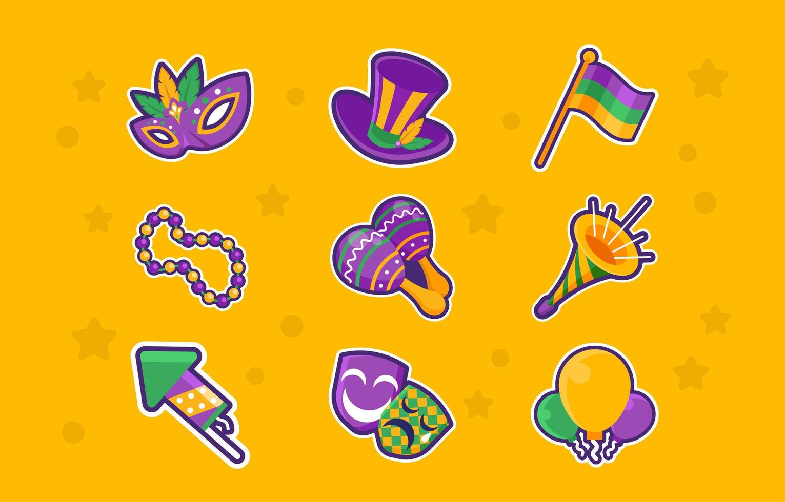 Sticker Pack of Mardi Gras Festival vector