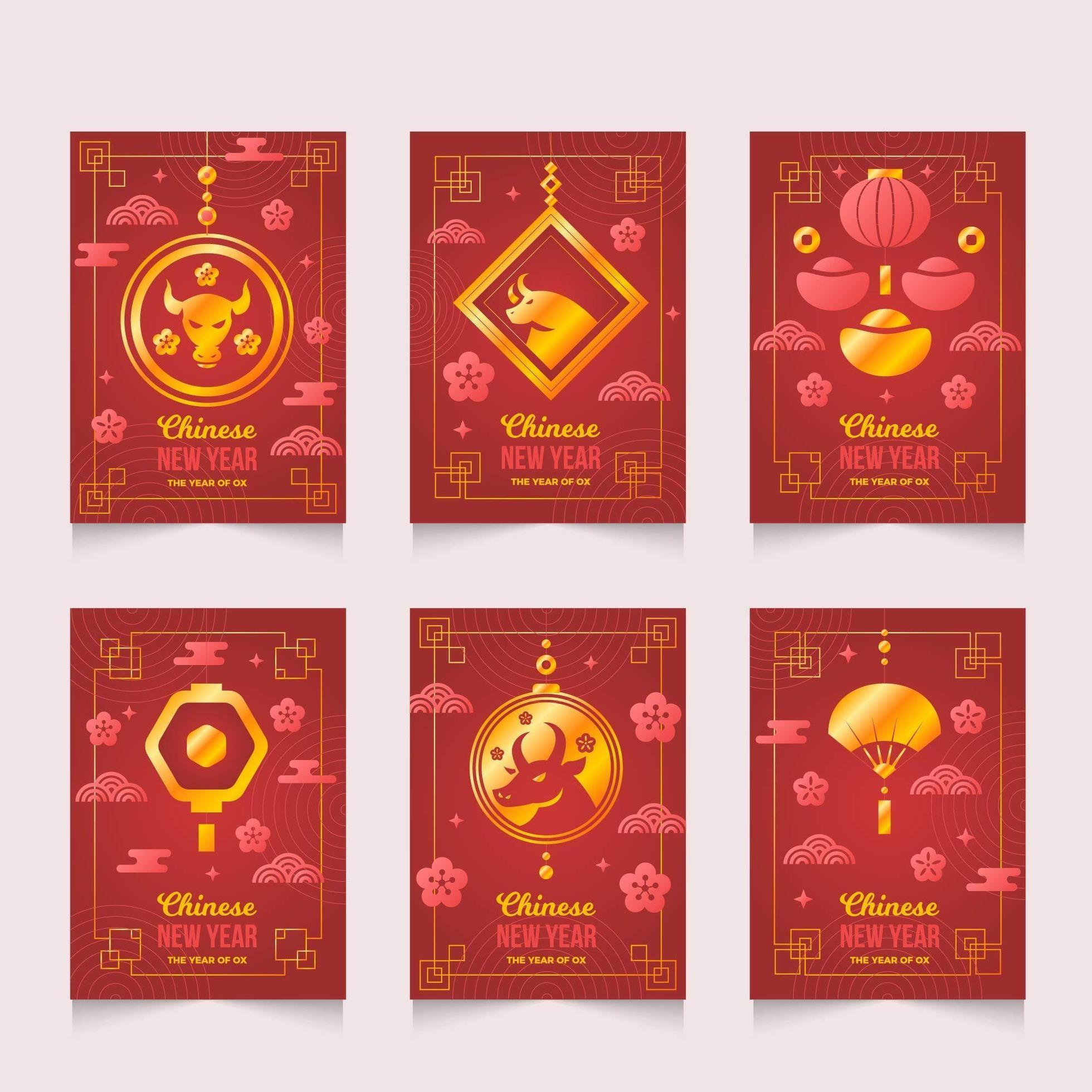 Chinese New Year Cards 1576525 Vector Art at Vecteezy