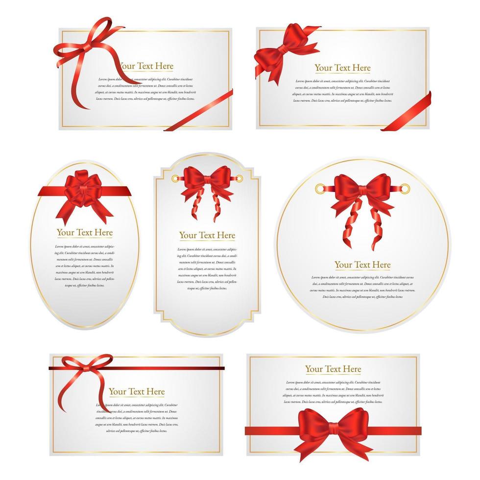 Red Ribbon Cards Design vector