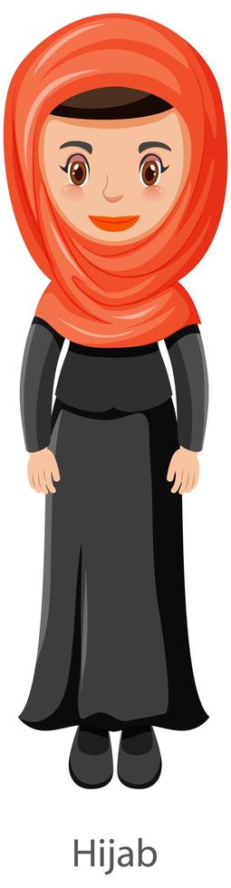 A woman wearing Hijab Islamic traditional veil cartoon character vector