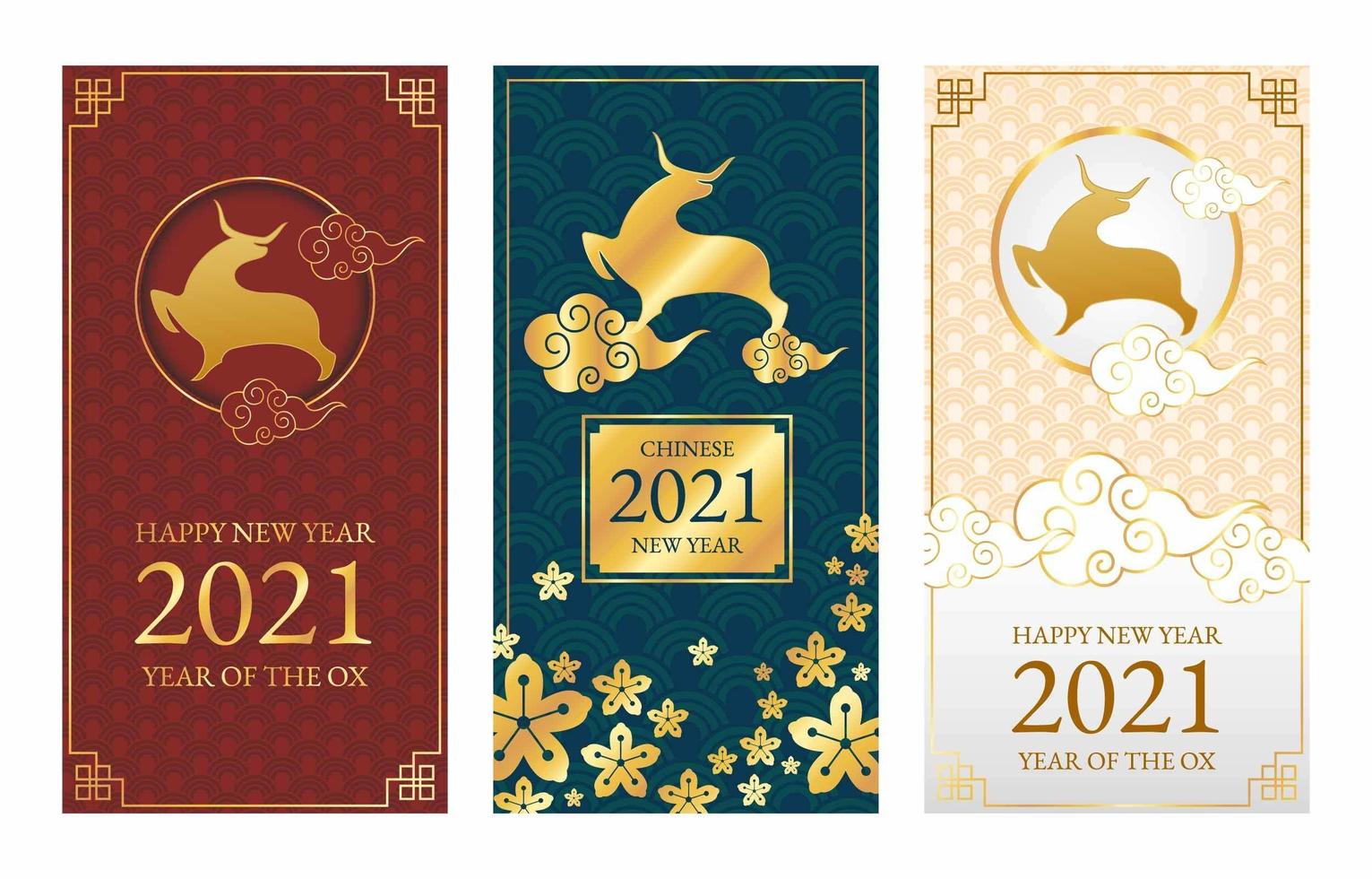 Banners of Chinese New Year 2021 vector