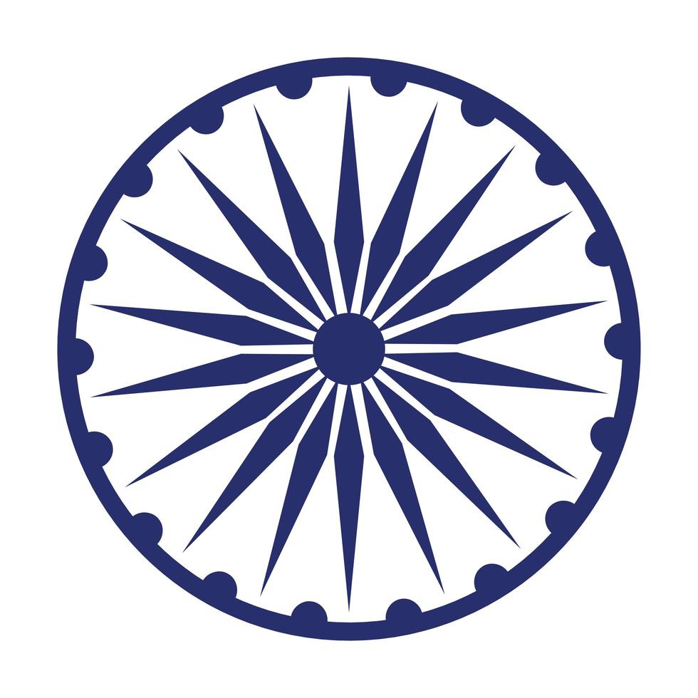 Ashoka chakra symbol icon cartoon vector