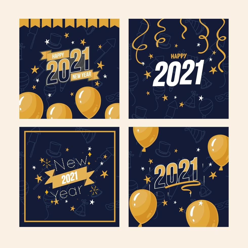 2021 Navy New Year Greeting Cards vector