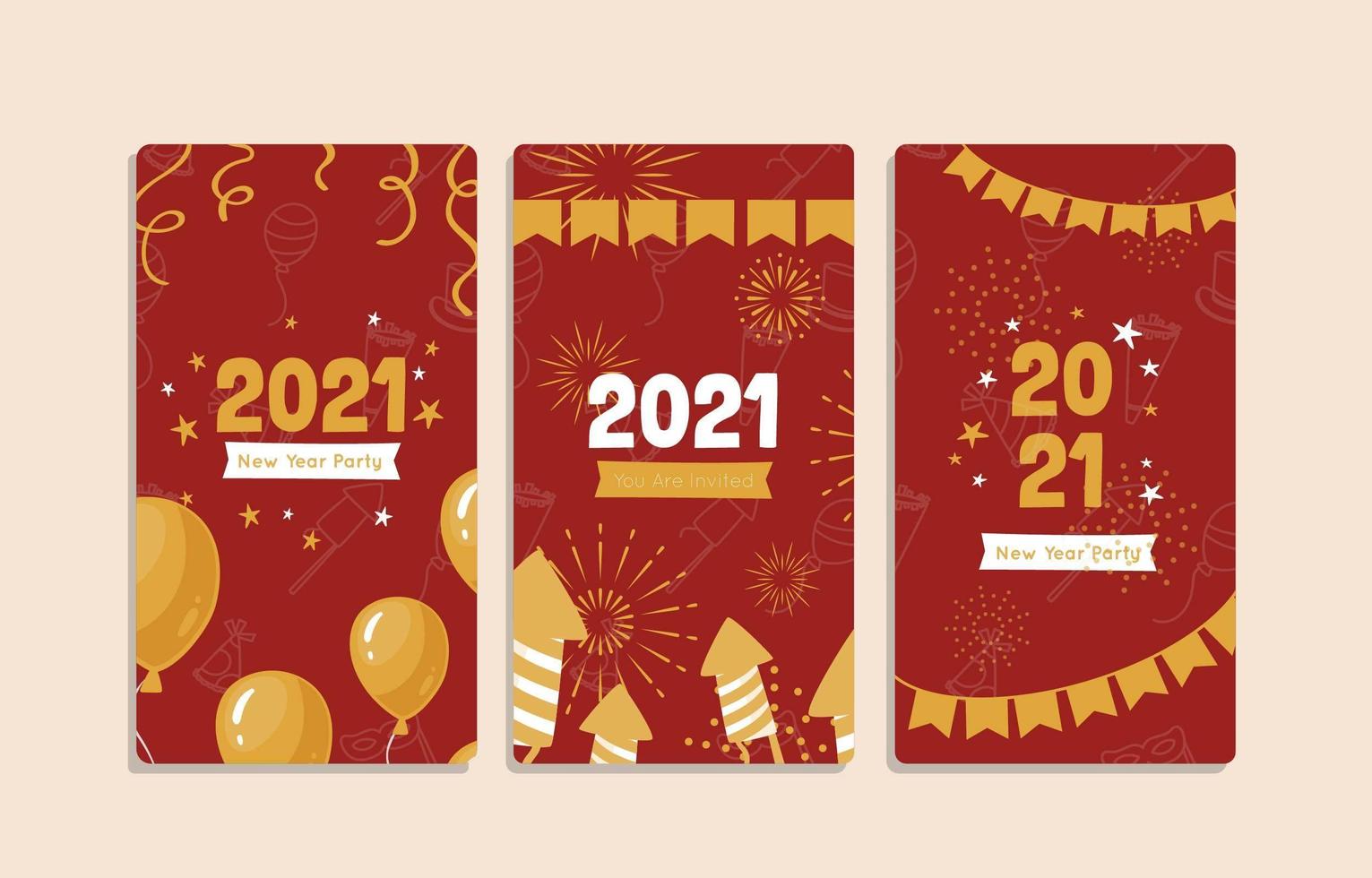 Golden Red 2021 New Year Banner vector