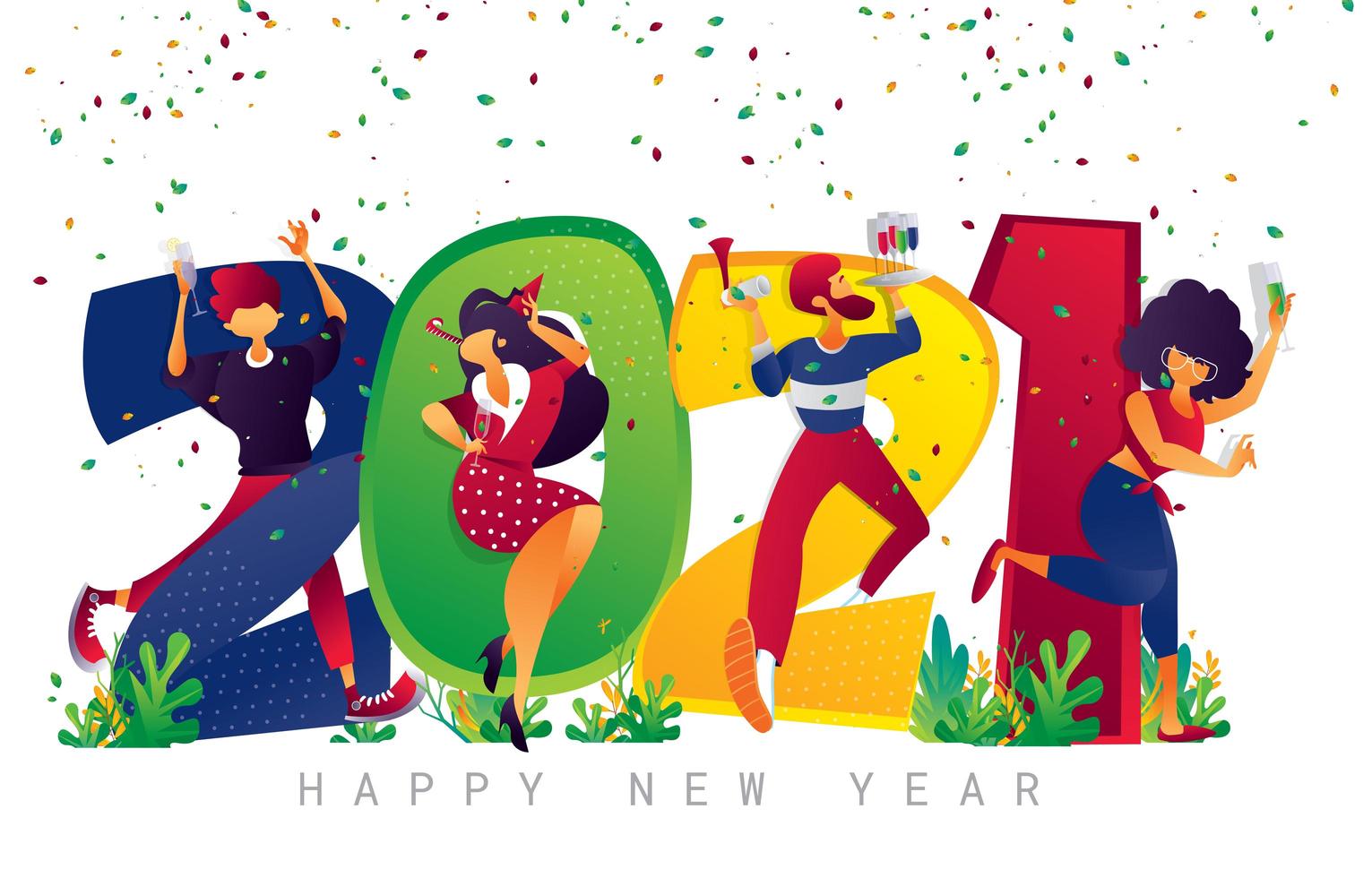Celebrating Happy New Year 2021 vector