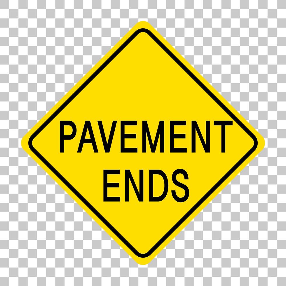 Yellow traffic warning sign on transparent background vector