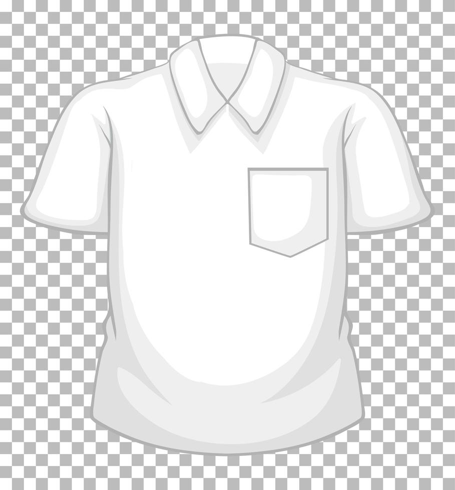 Blank white short sleeve shirt with pocket isolated on transparent background vector