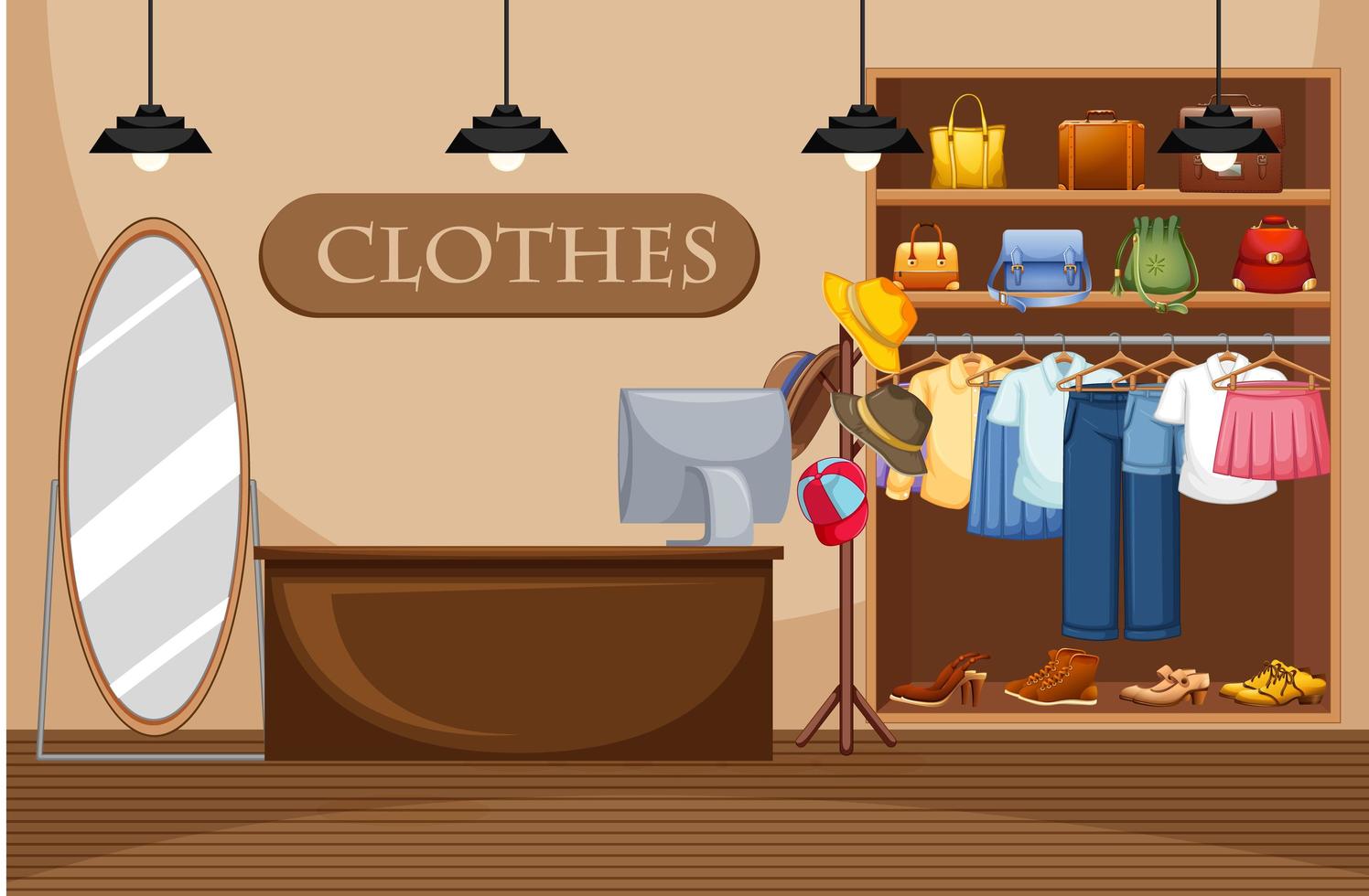 Fashion clothes store background vector