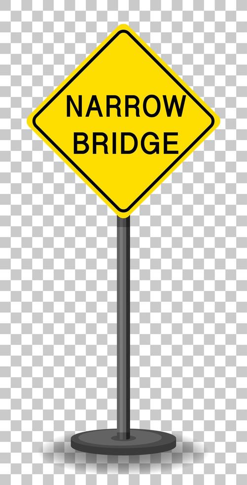 Yellow traffic warning sign on transparent background vector