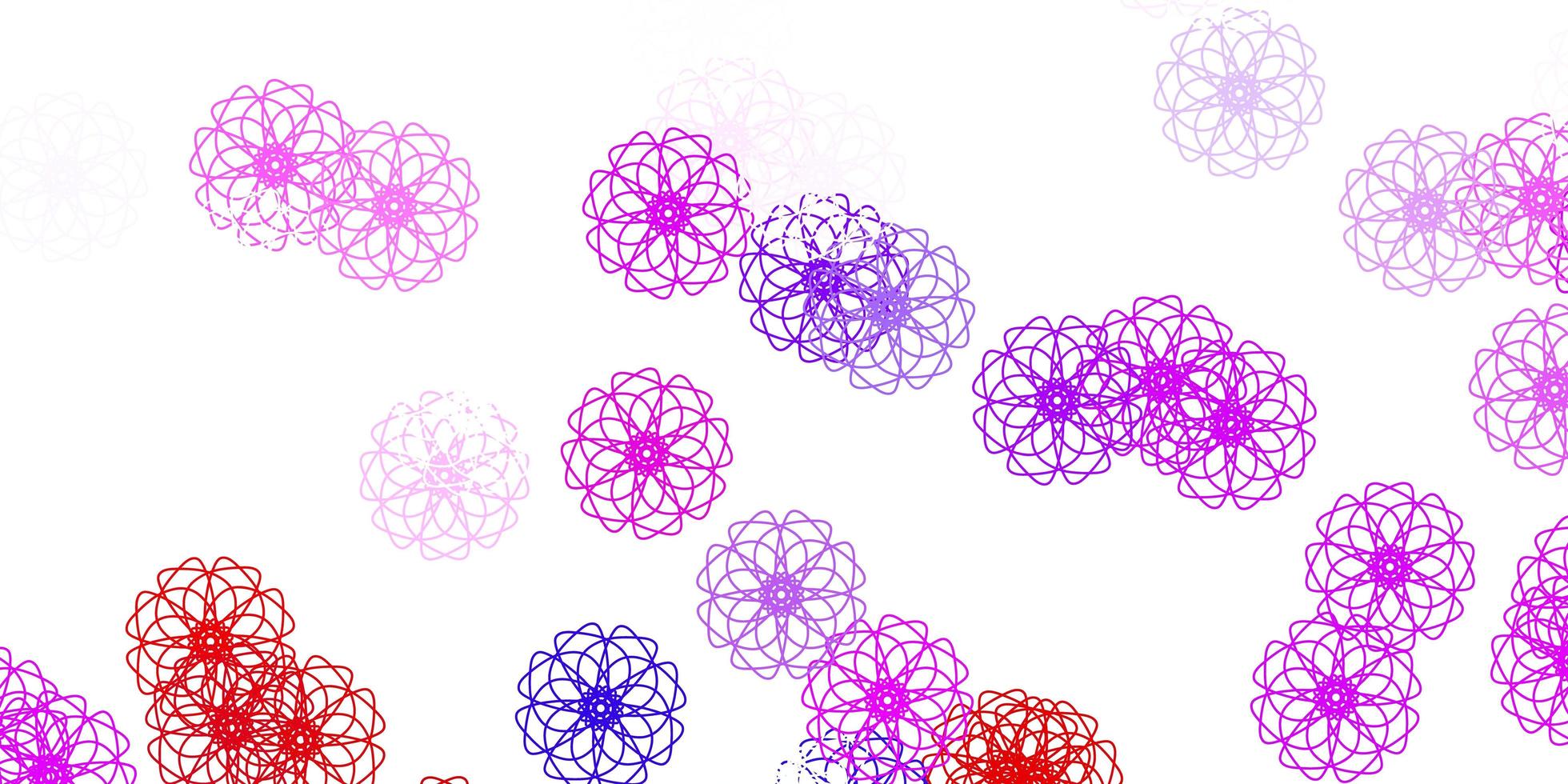 Light blue, red doodle texture with flowers. vector