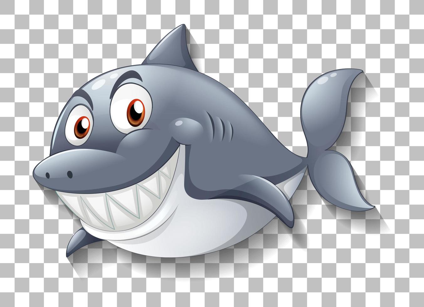 Shark smiling cartoon character on transparent background vector