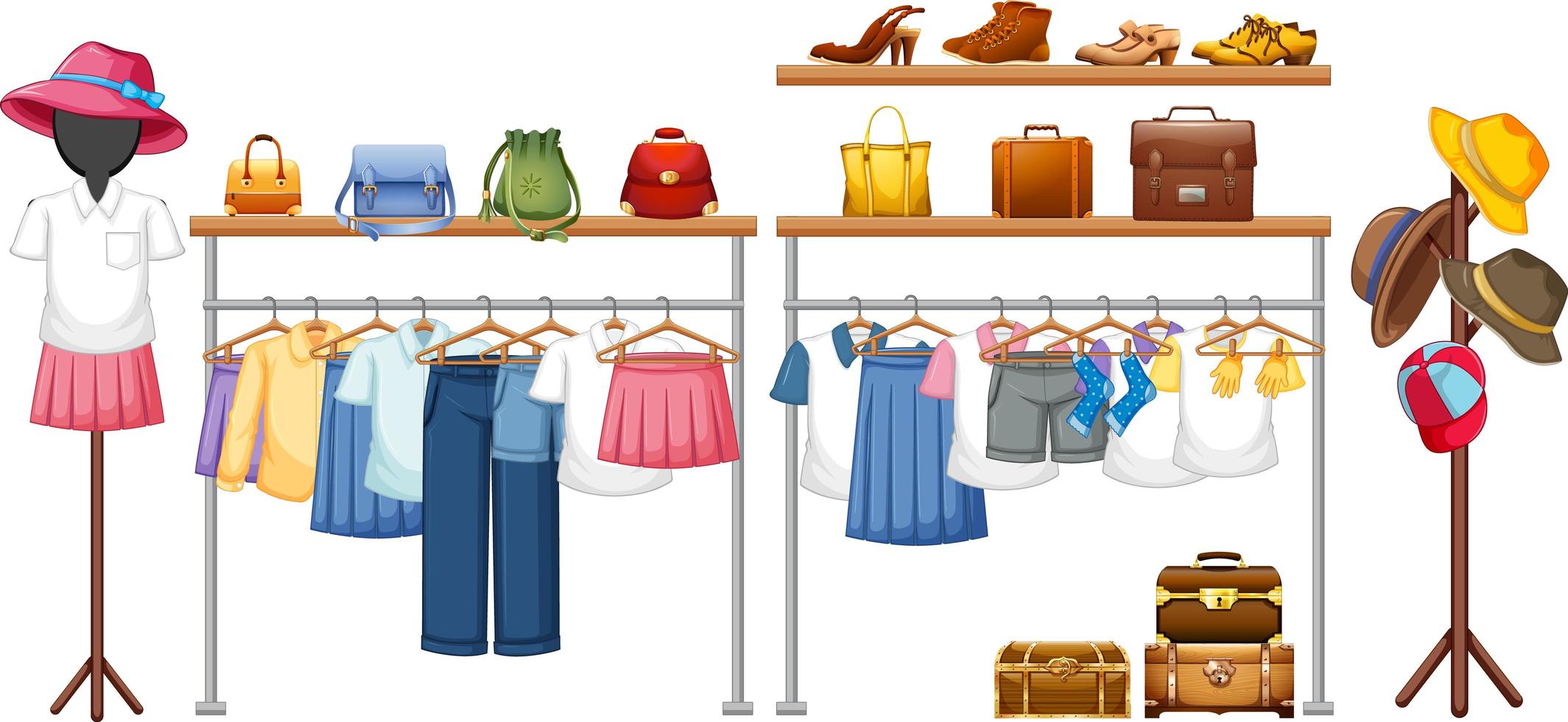 Isolated clothes on the rack display vector