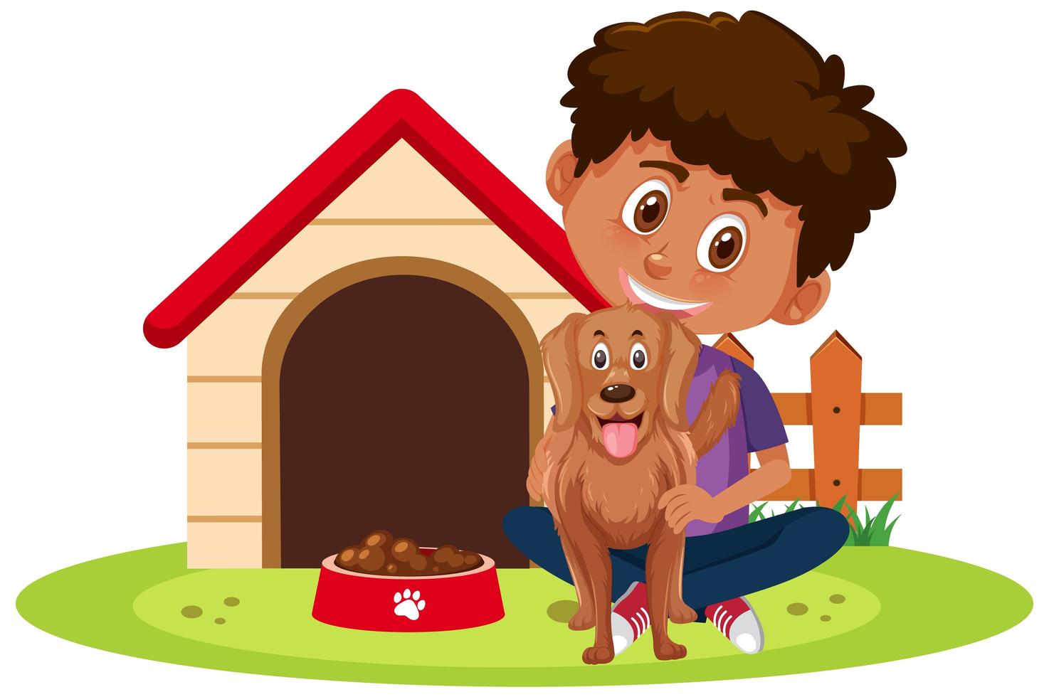 Children with thier pets isolated on white background vector