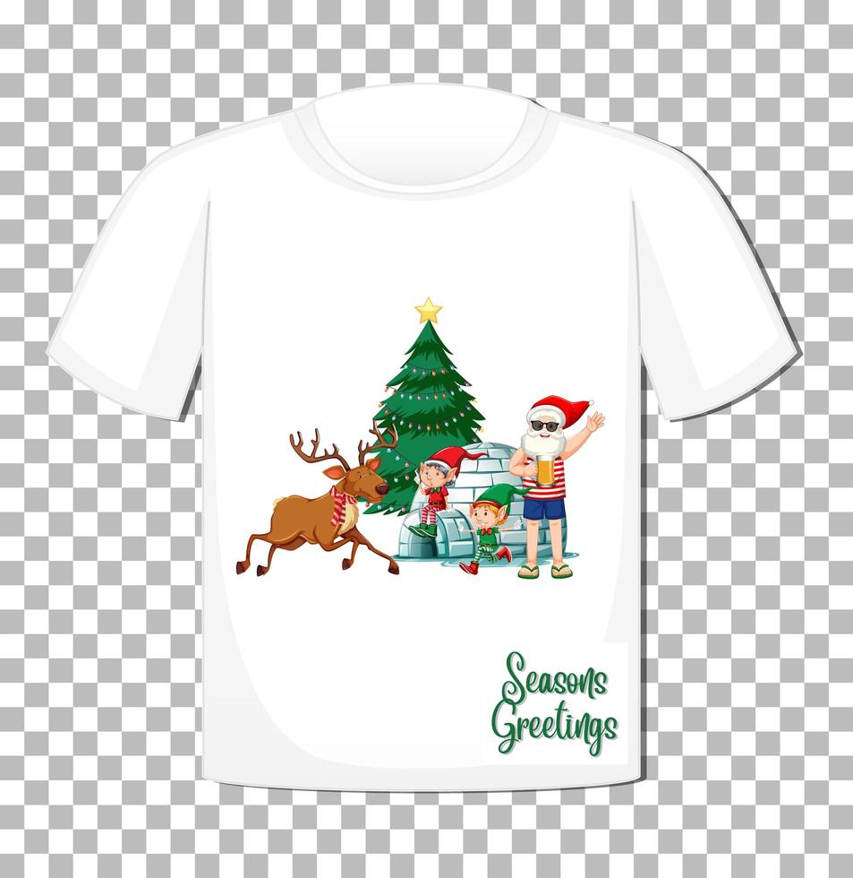 Santa Claus cartoon character on t-shirt isolated on transparent background vector