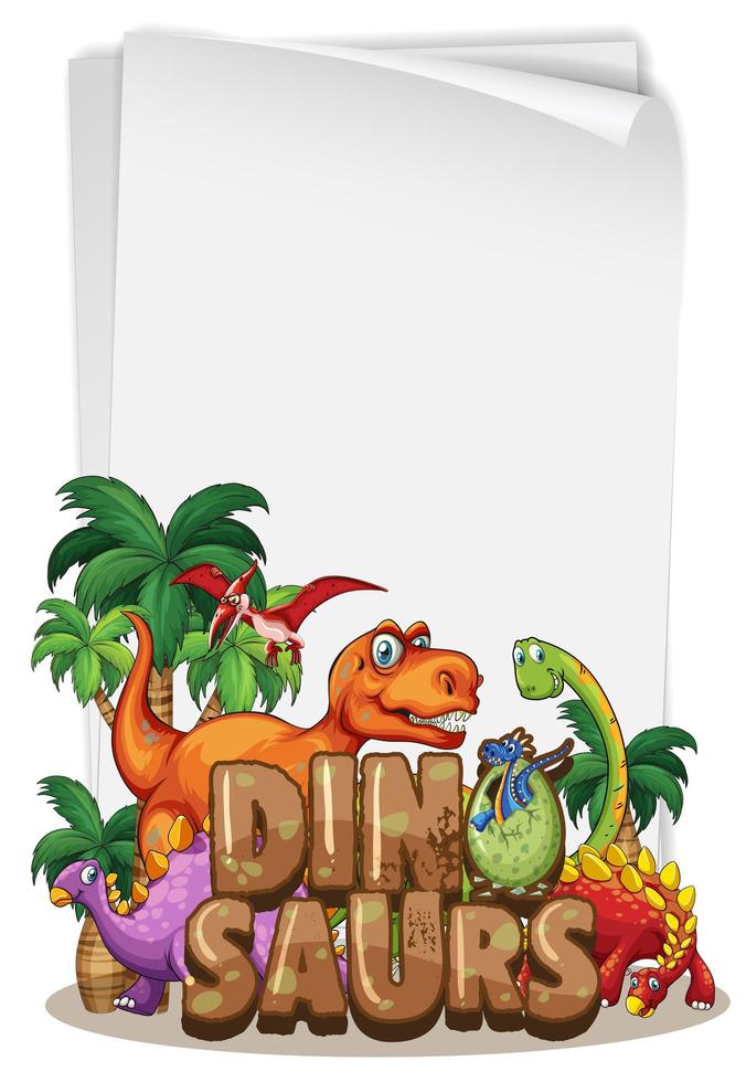 una plantilla de banner de dinosaurio sobre fondo blanco vector