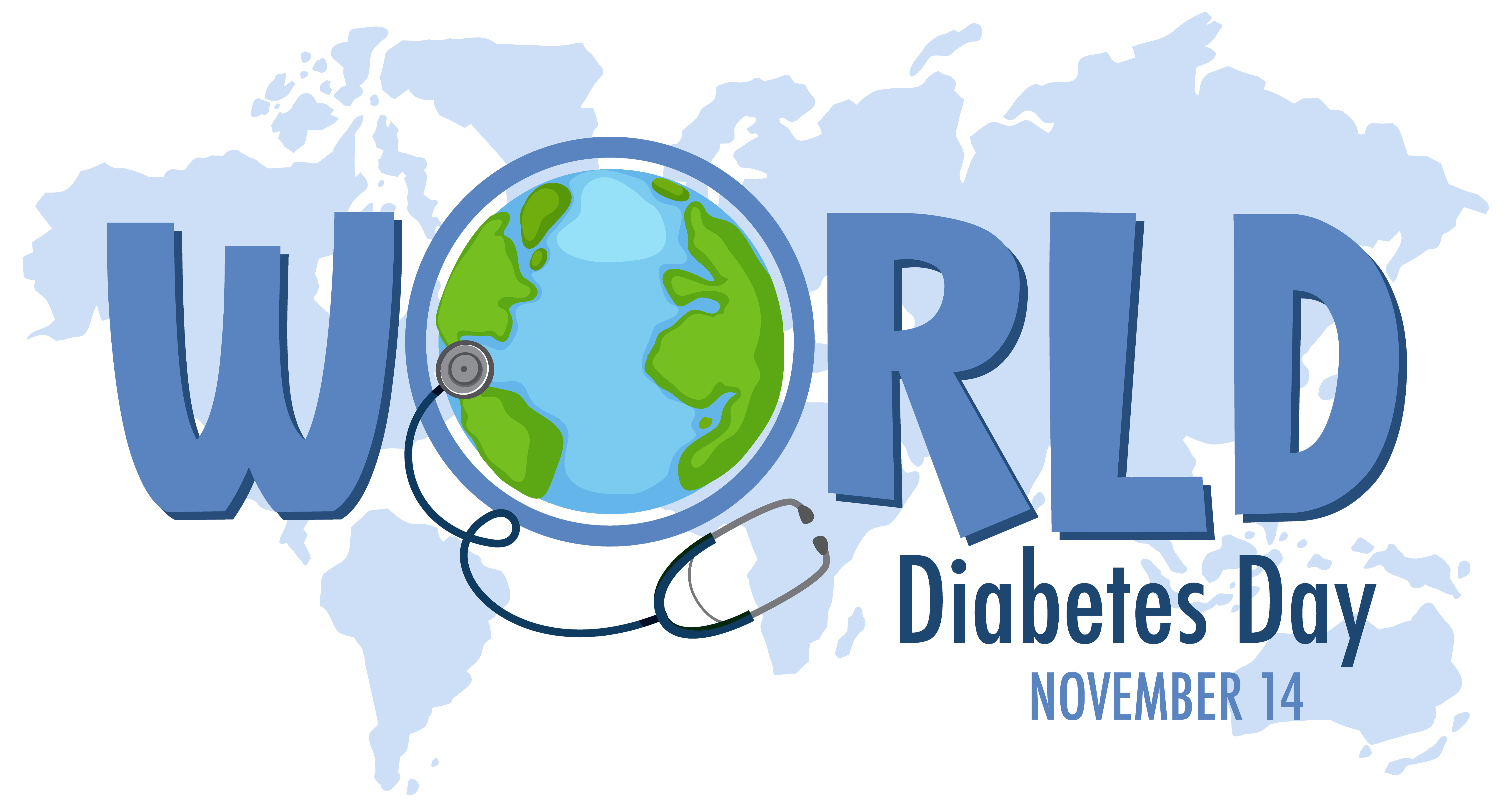 World Diabetes Day logo or banner with the globe on the map 1590930