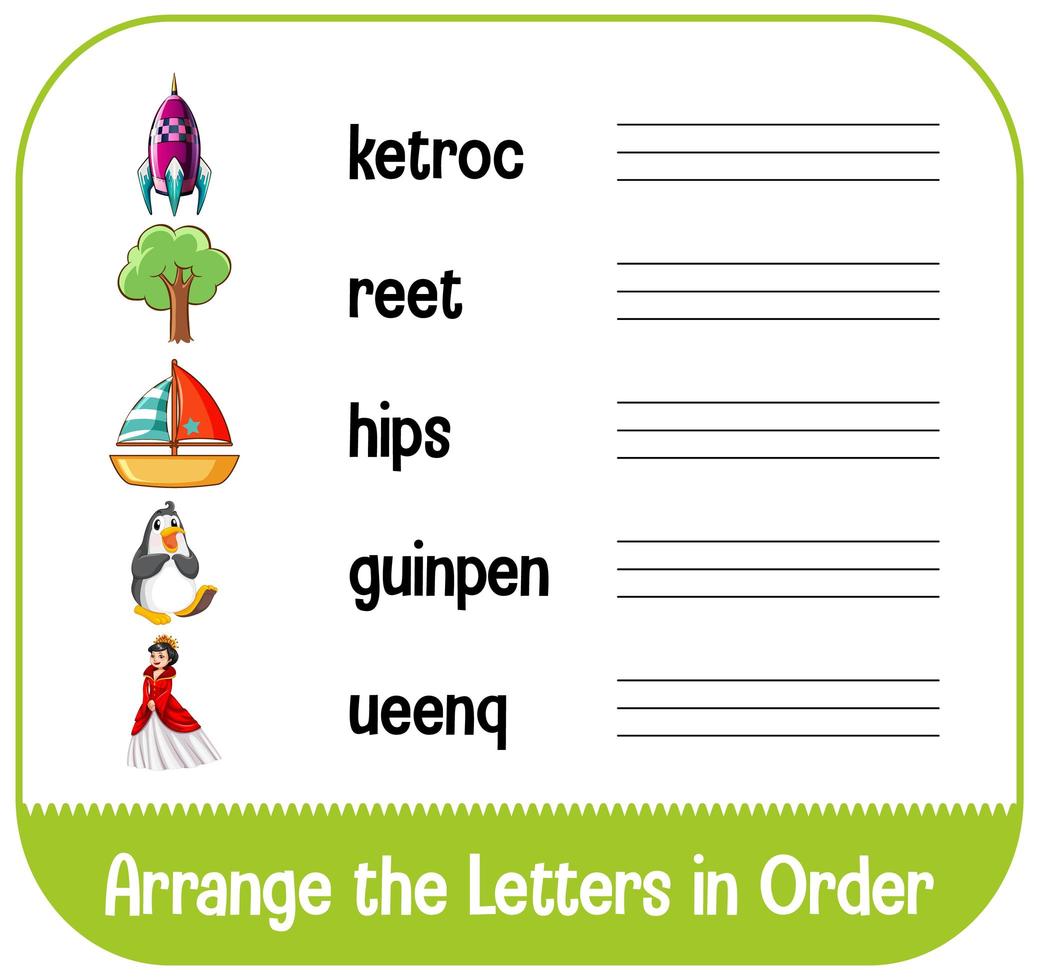 Arrange the letters in order with pictures vector