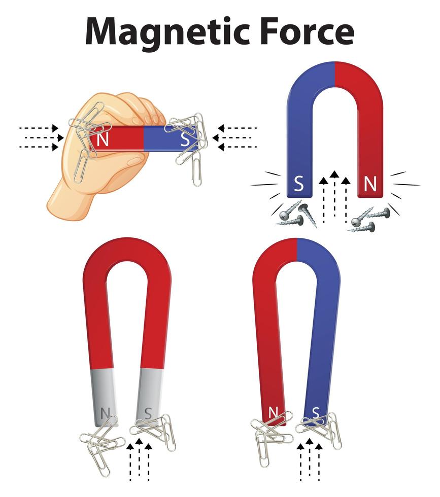 Three types of magnets isoalted on white background vector