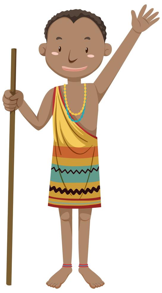 Ethnic people of African tribes in traditional clothing cartoon character vector