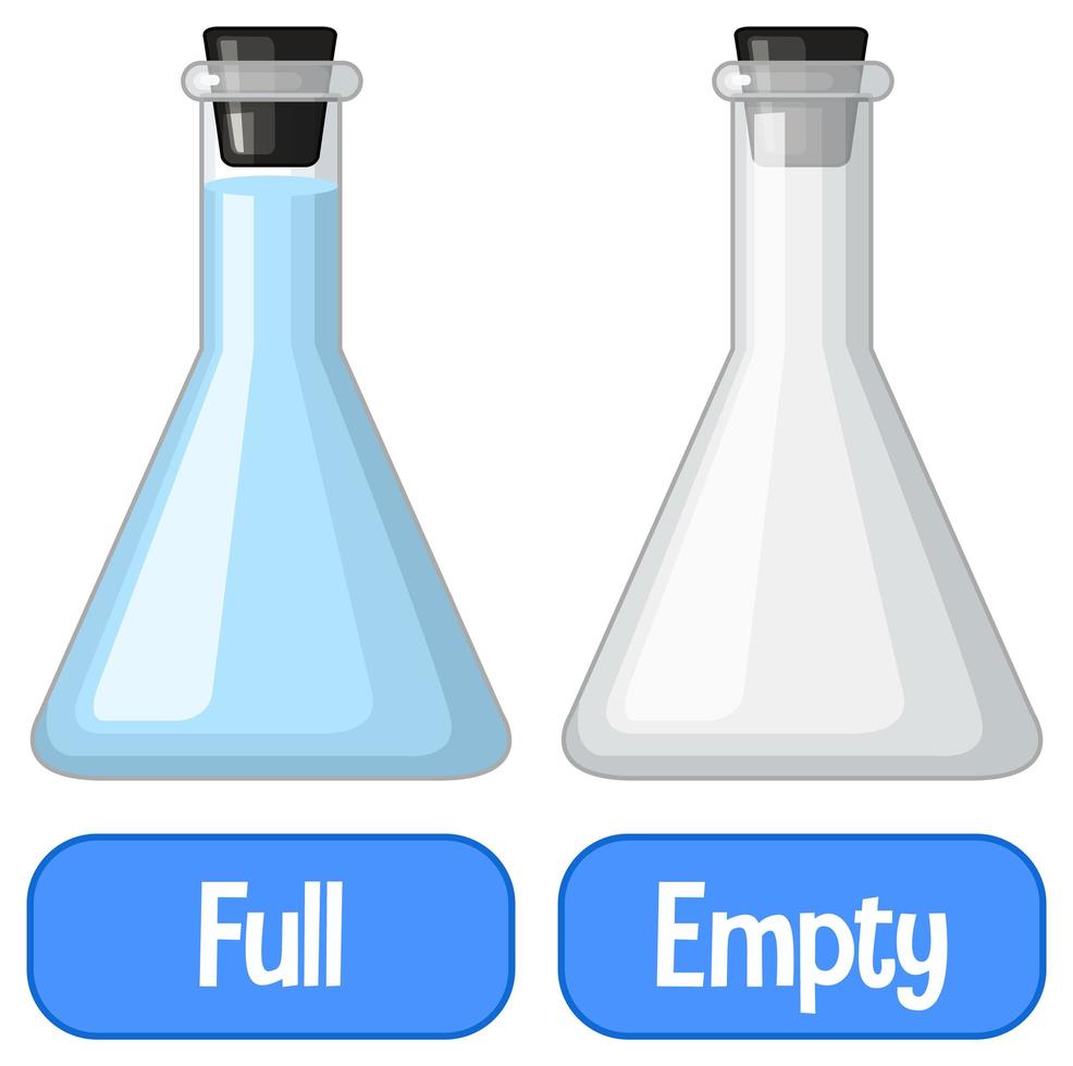 Opposite adjectives words with full and empty vector