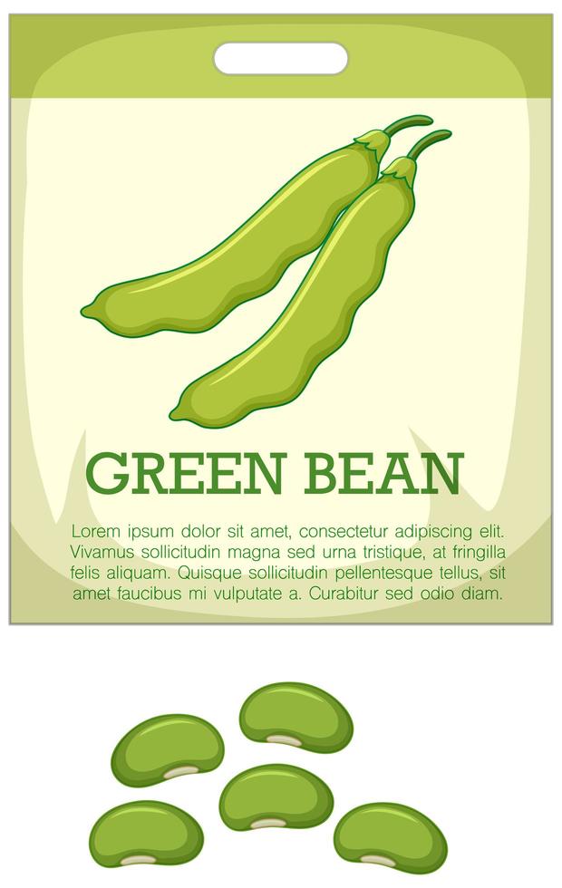 Green bean with package vector