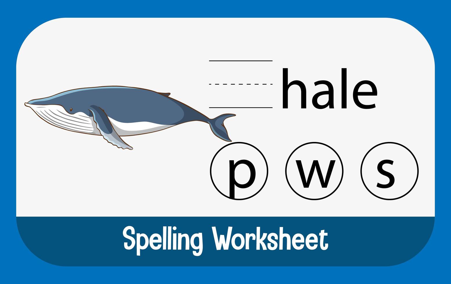 Find missing letter with whale vector