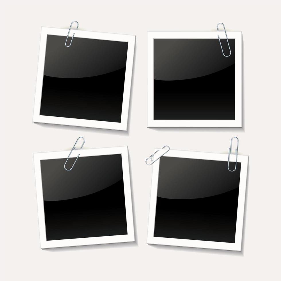 Photos attached with a paper clip vector