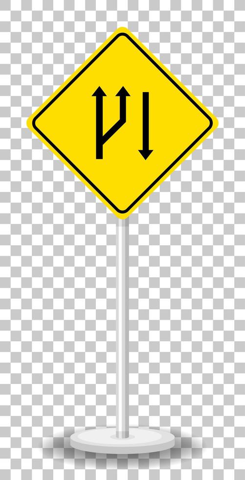 Yellow traffic warning sign on transparent background vector