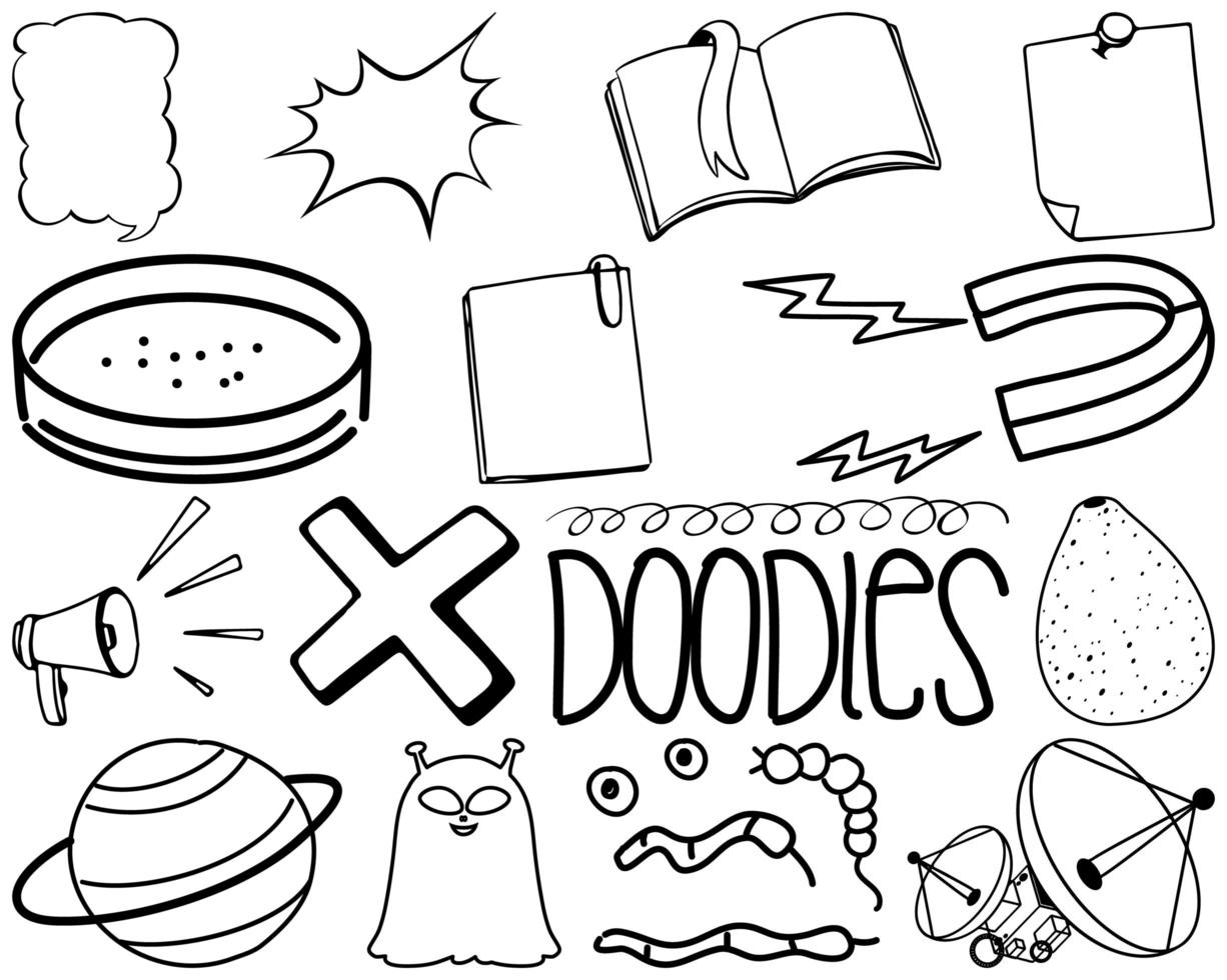 Set of item and symbol hand drawn doodle vector