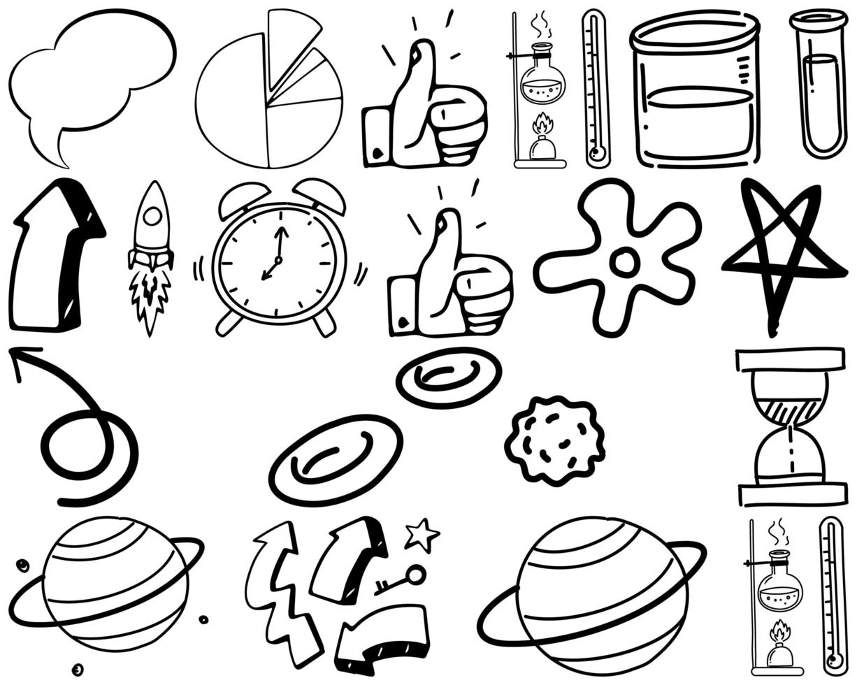 Set of item and symbol hand drawn doodle vector