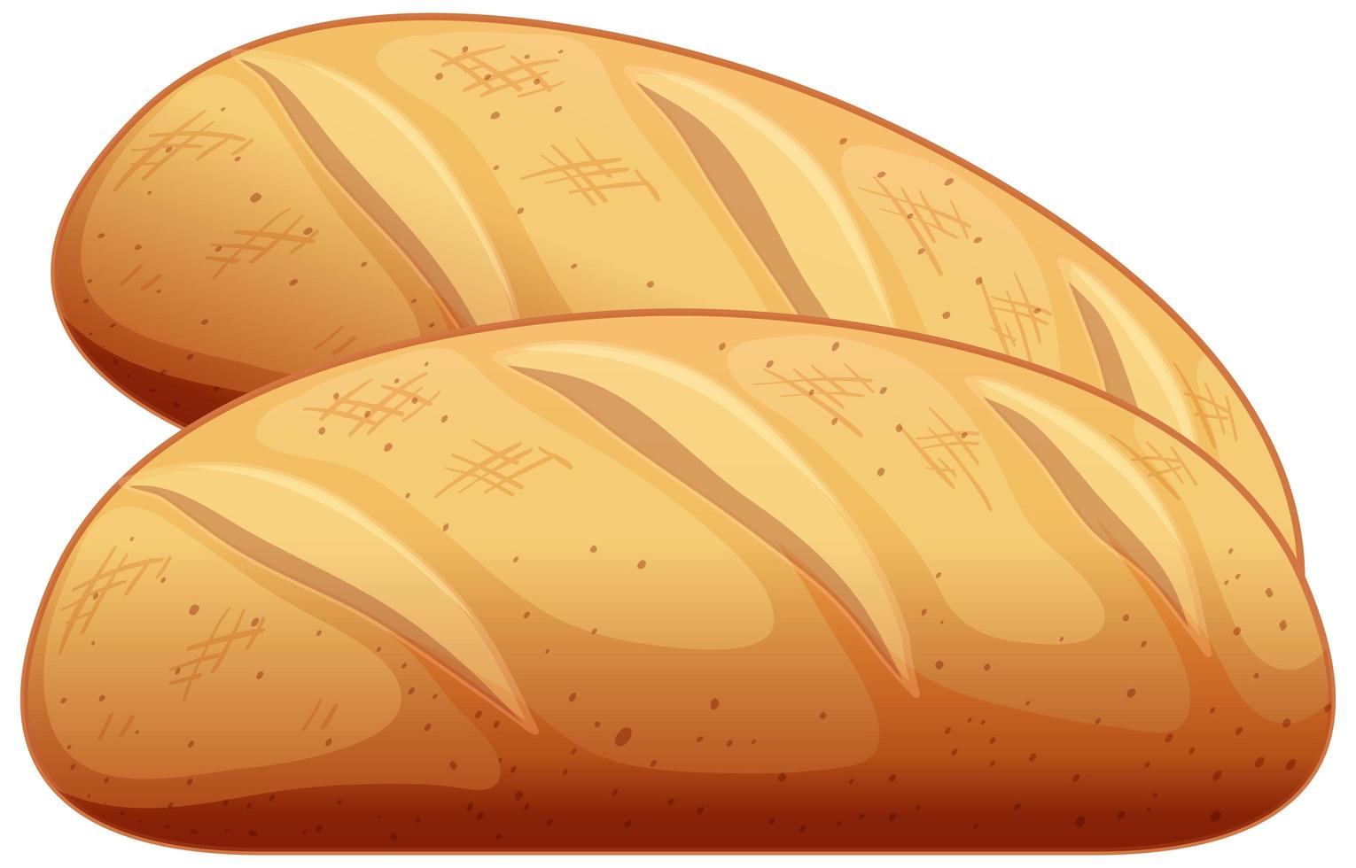 dos baguette en estilo de dibujos animados aislado sobre fondo blanco vector