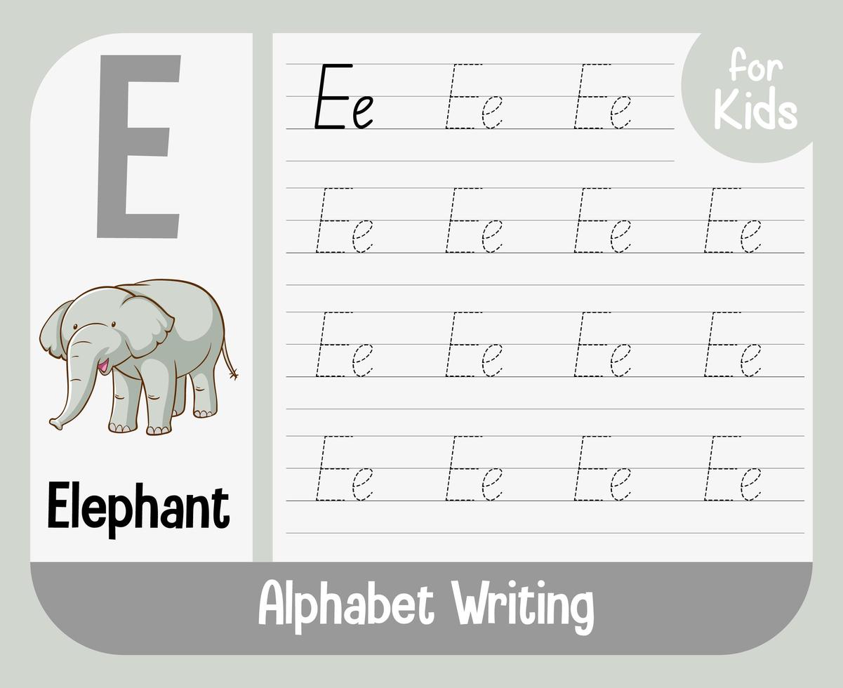 Alphabet tracing worksheet with letter and vocabulary vector