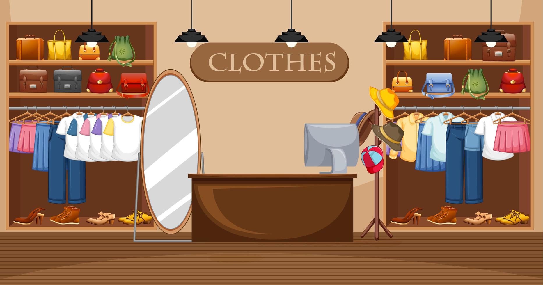 Fashion clothes store background vector