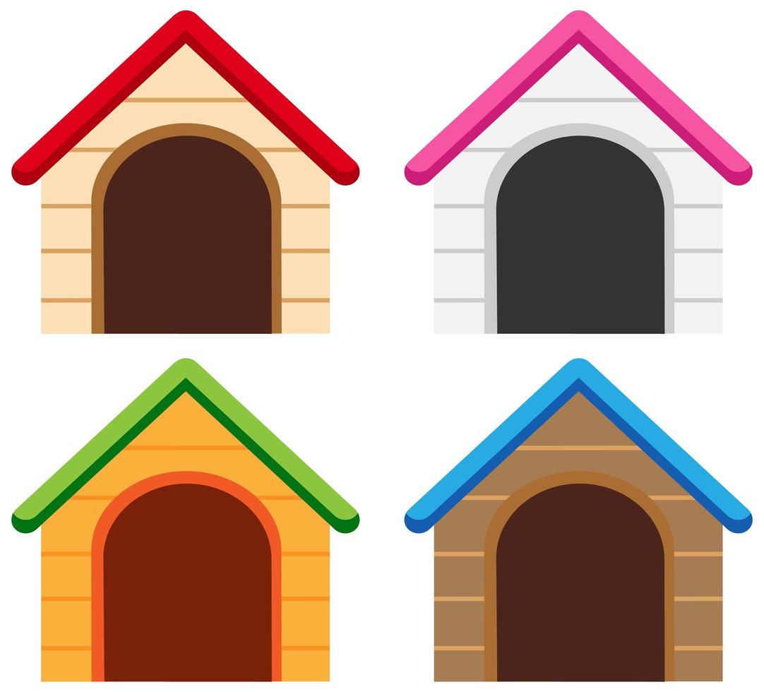 Set of different color of dog houses vector