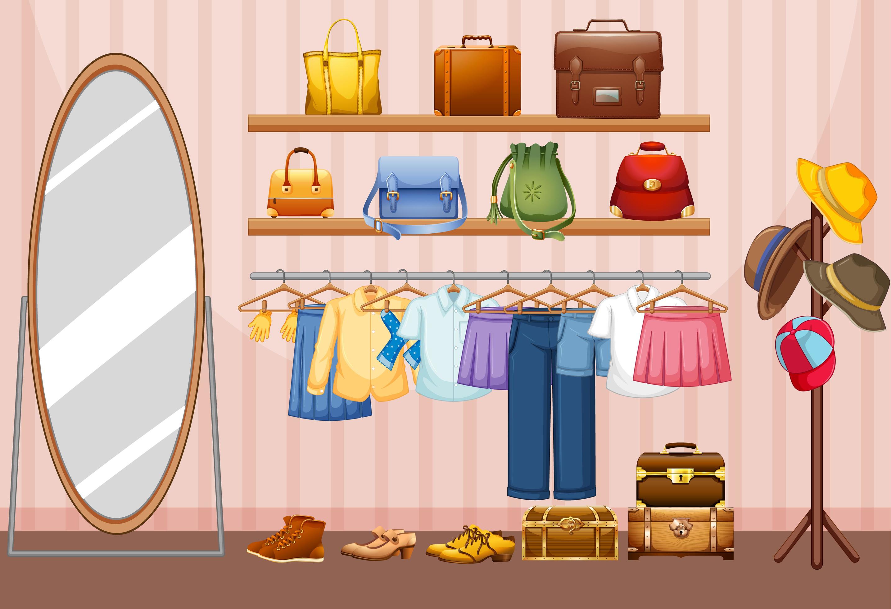 Interior design of dressing room background 1591118 Vector Art at Vecteezy