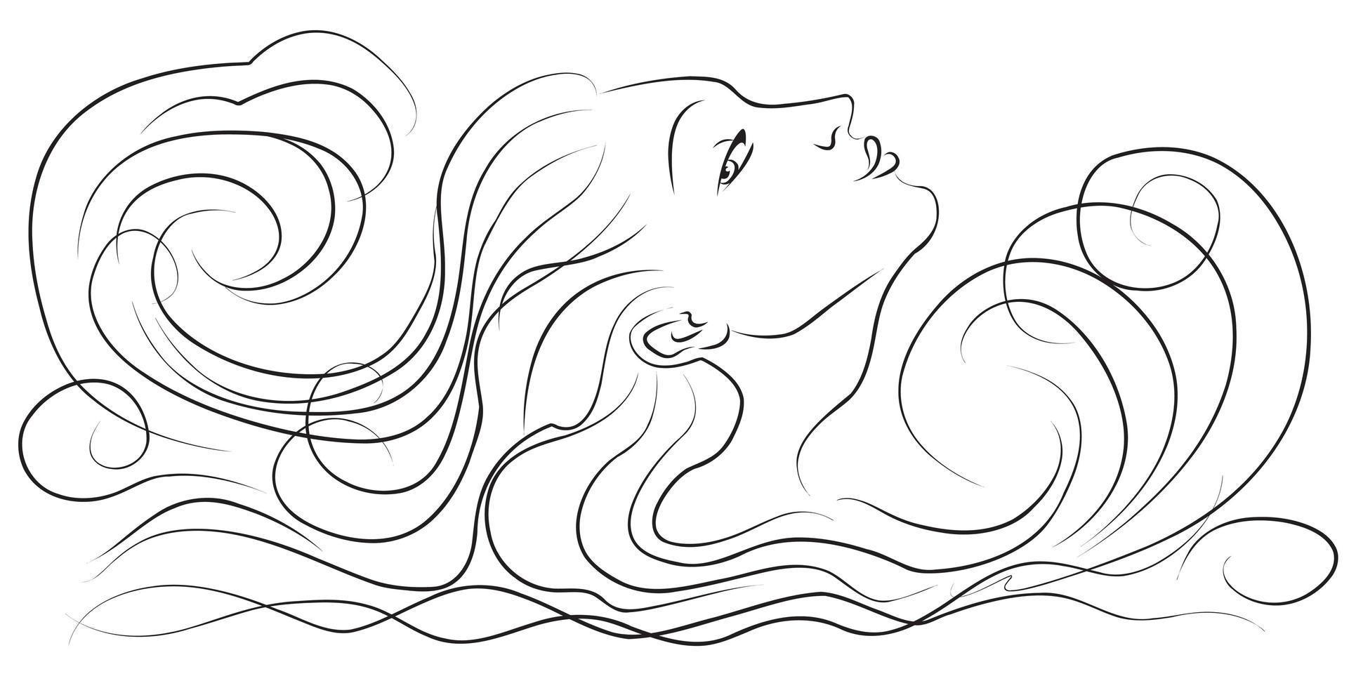 Girl in the waves vector