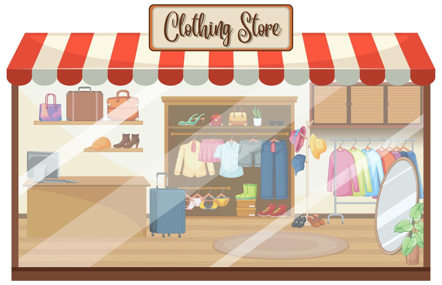 Fashion clothes store background vector