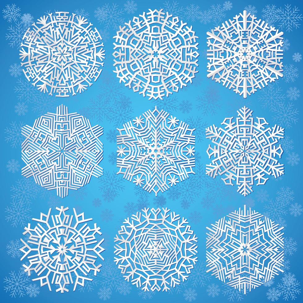 Snowflakes on blue abstract background vector