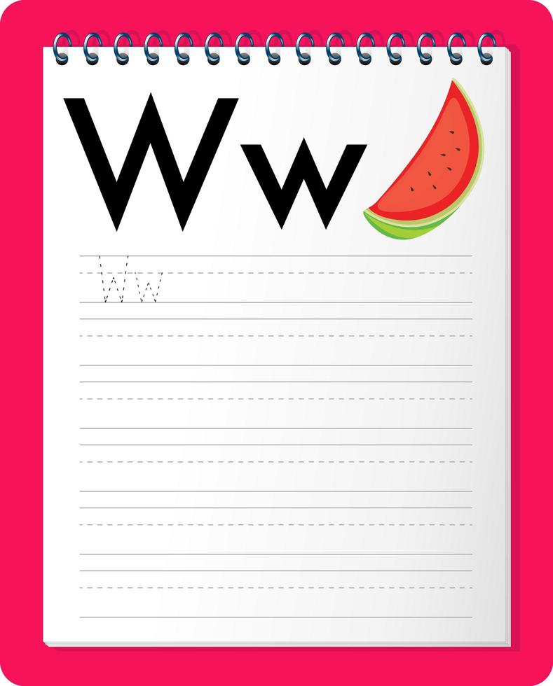 Alphabet tracing worksheet with letter W and w vector