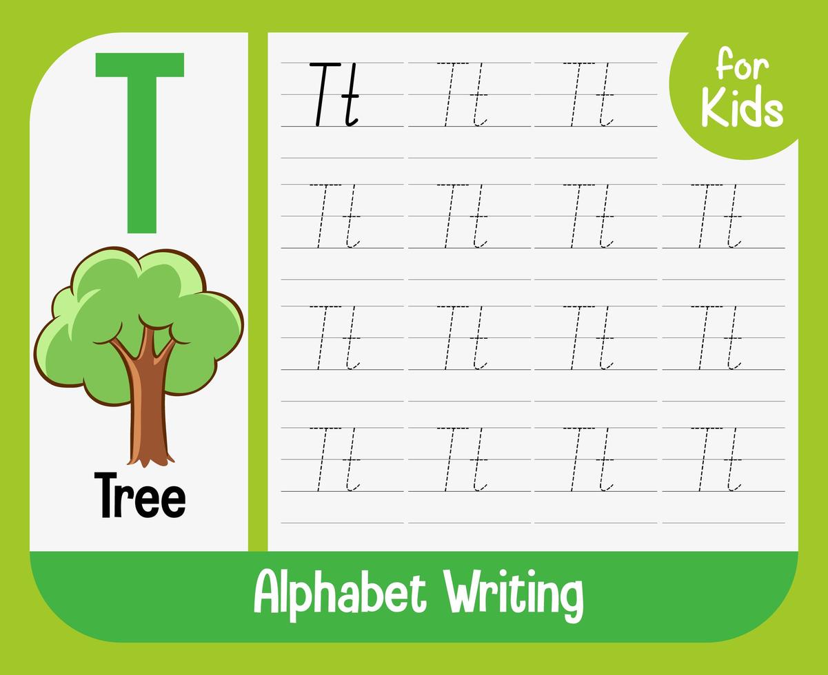 Alphabet tracing worksheet with letter and vocabulary vector