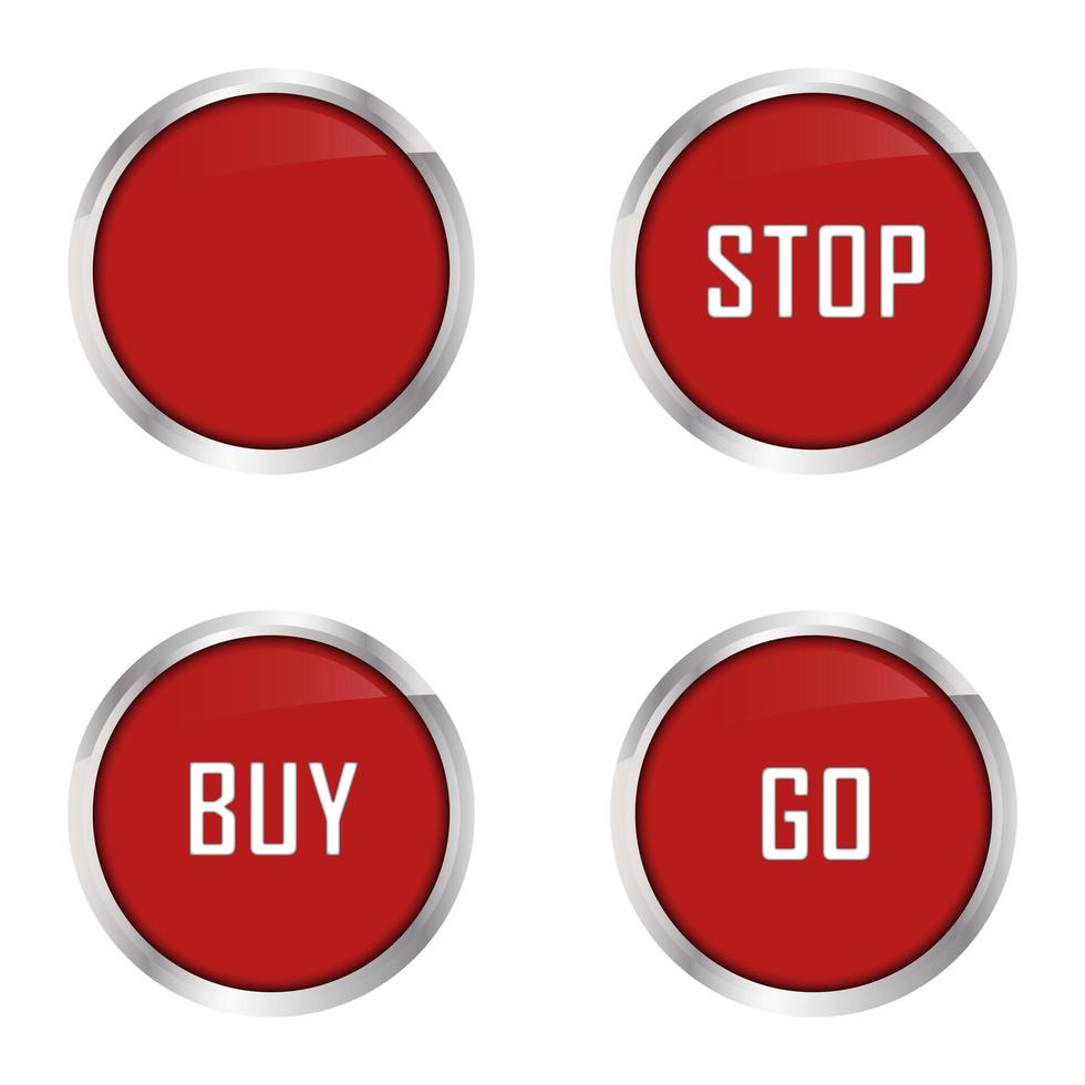 Set of four red buttons vector