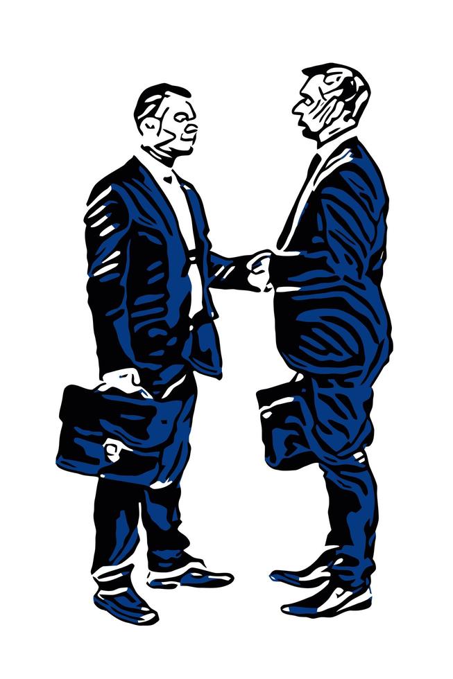 Two businessmen shaking hands vector