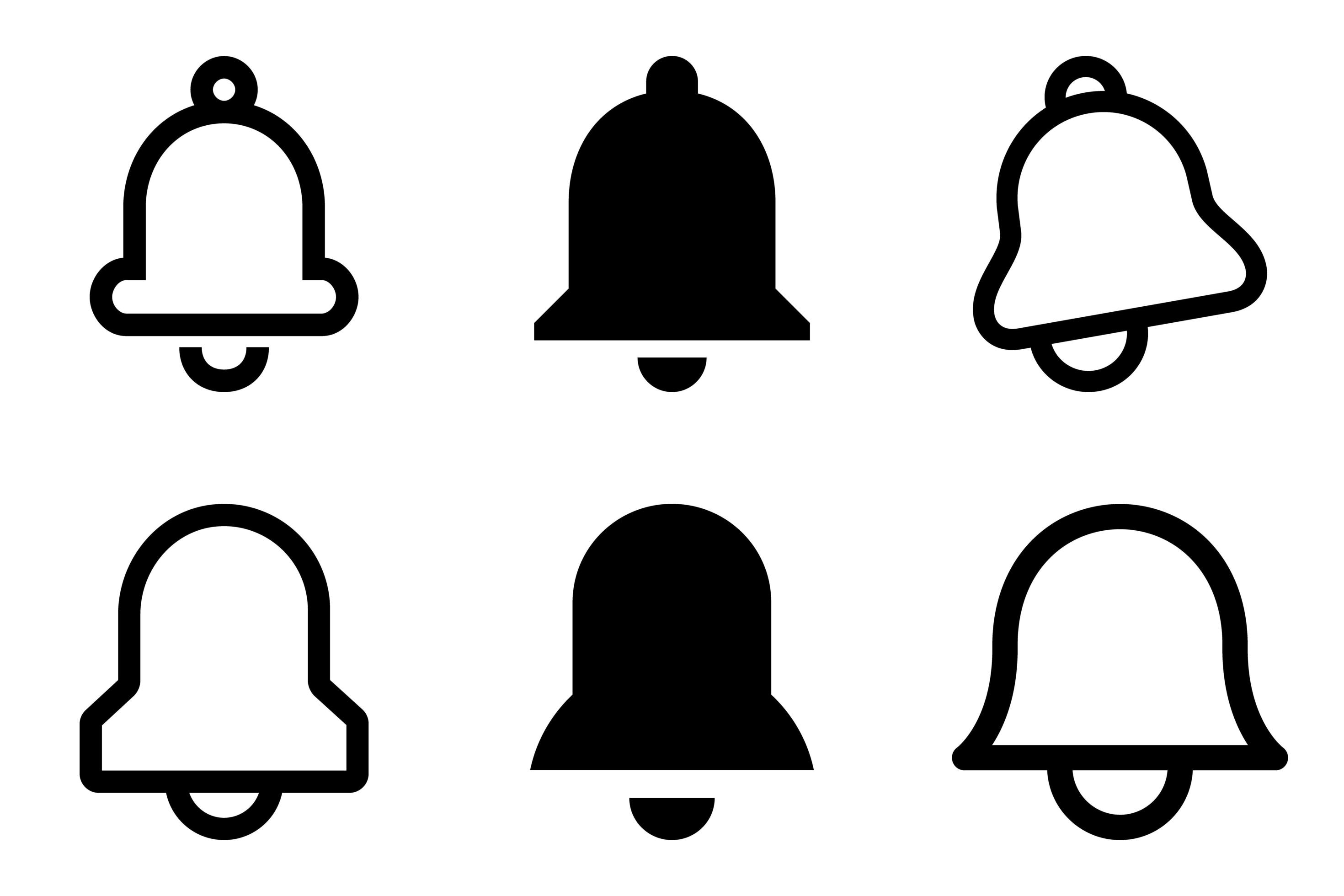 Bells icon set of six units 1591236 Vector Art at Vecteezy