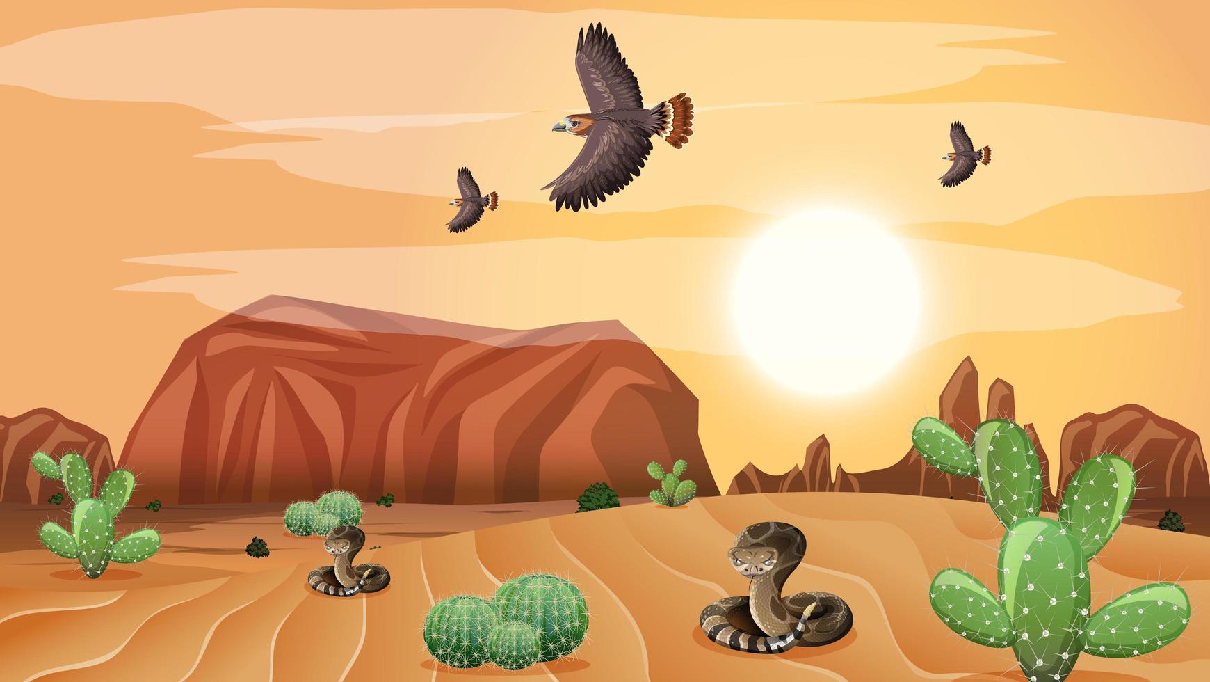 Wild desert landscape at daytime scene vector