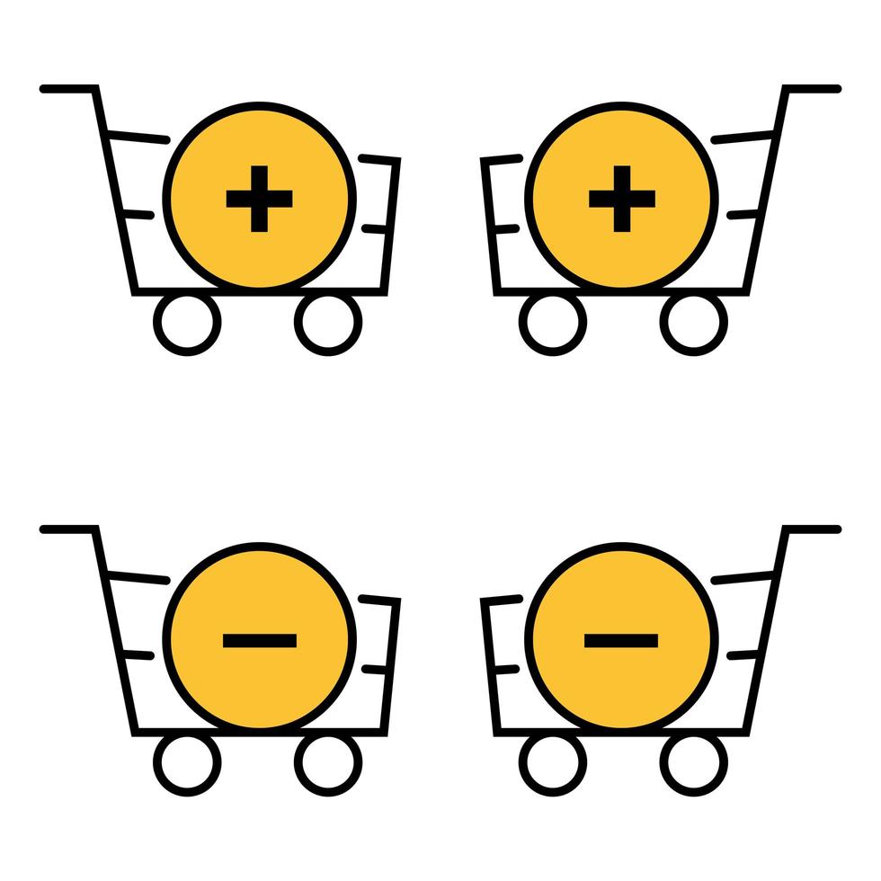 Set of outline baskets with plus and minus vector